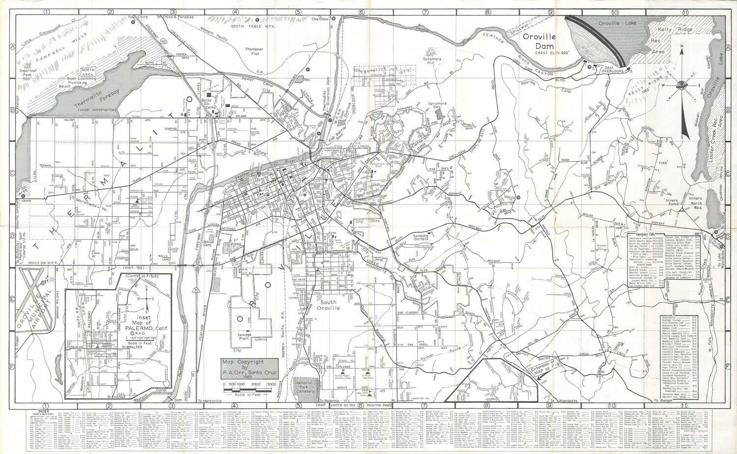 1965 Map of Oroville R.A. Orr