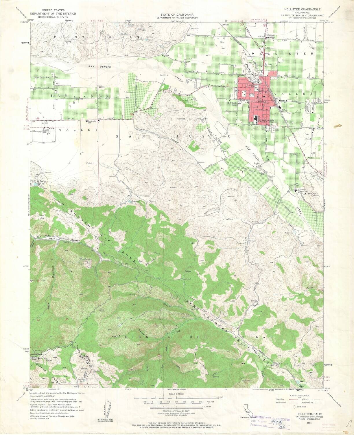 1955 USGS Hollister - 7.5 minute series