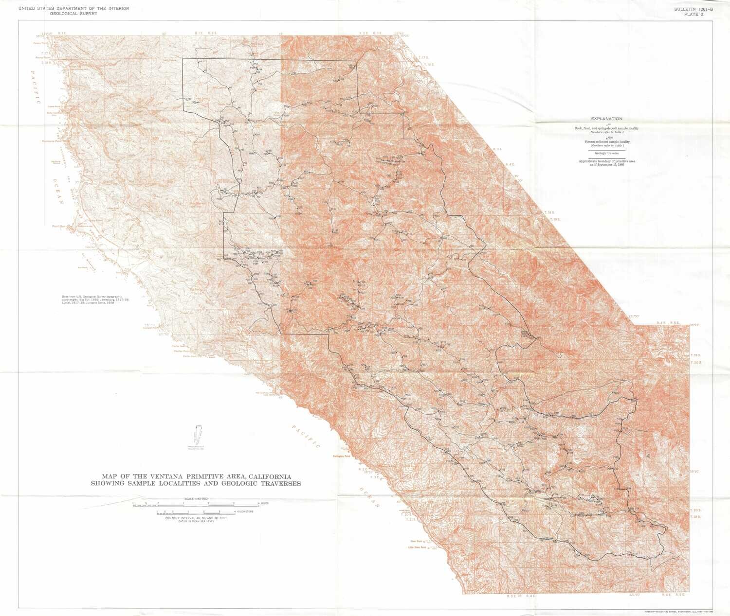 1967 Pair of Maps of Minerals of the Ventana Primative area- Big Sur/ Pheiffer Beach -Pair Only