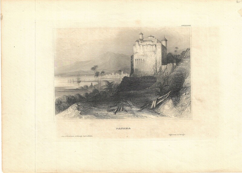 1840 View of Chagres River, Panama - B&amp;W