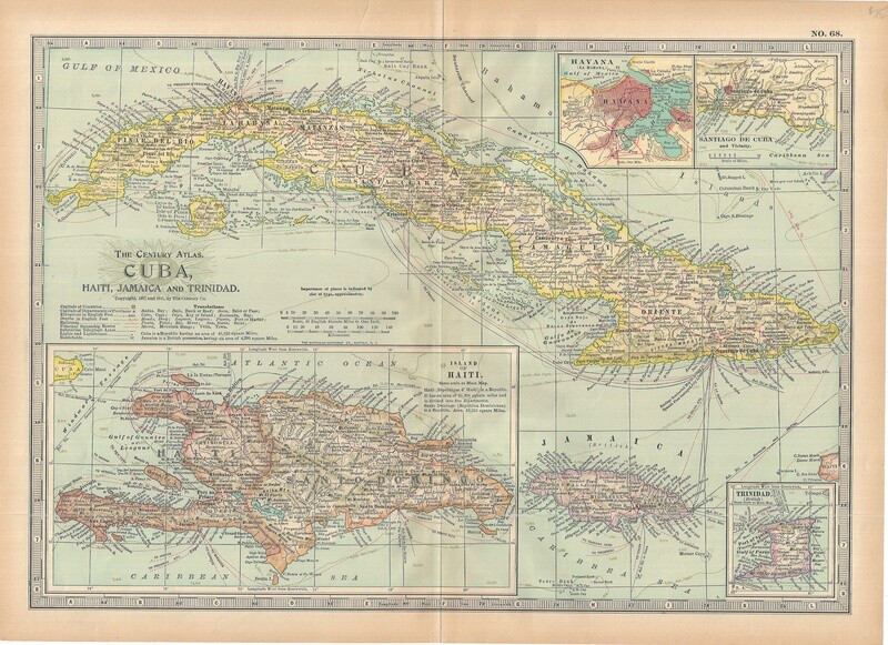 1911 Cuba, Haiti, Jamaica &amp; Trinidad by Century Publishing Company in Color Lithography