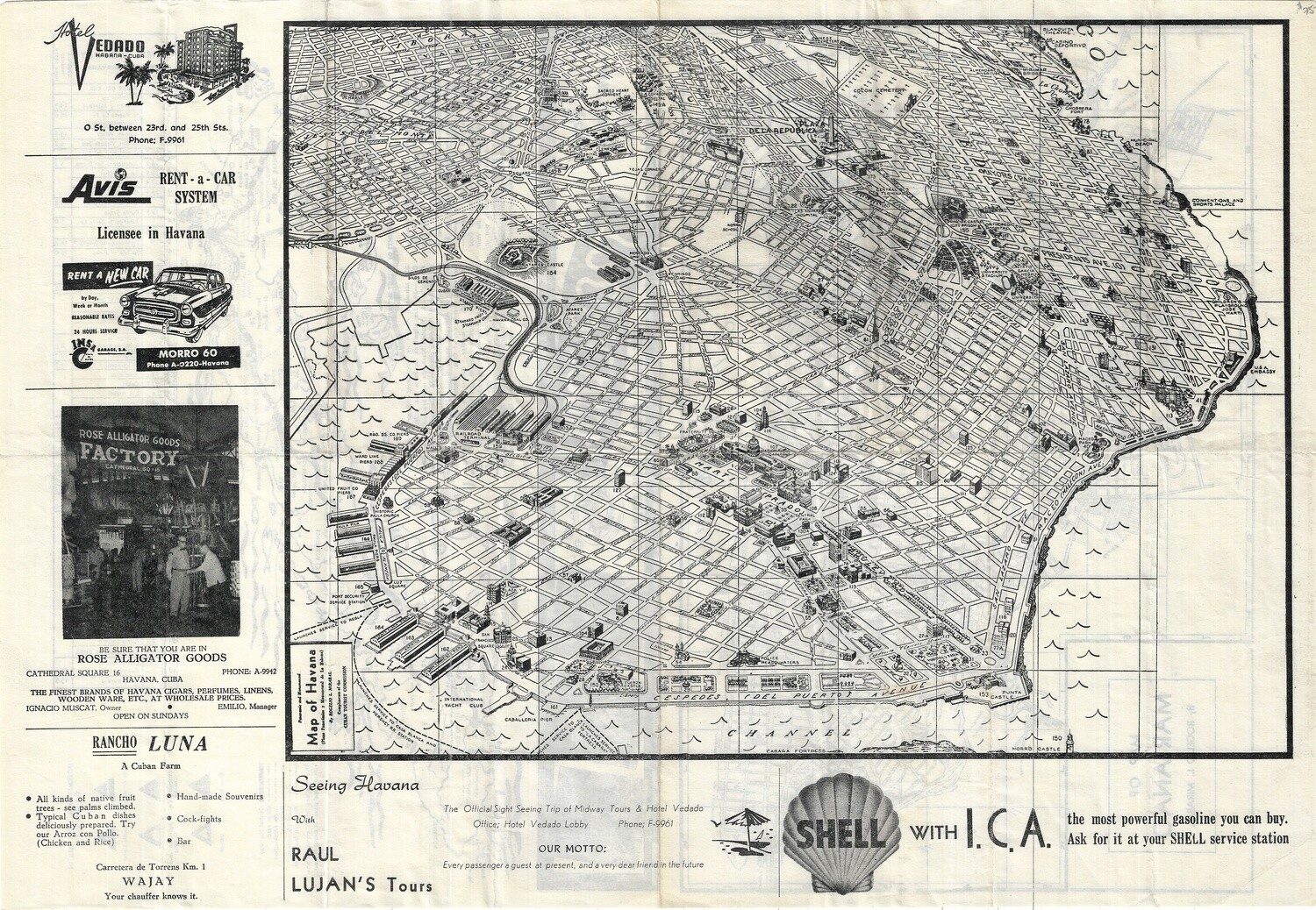 1950&#39;s Tourist Map of Havana, Cuba