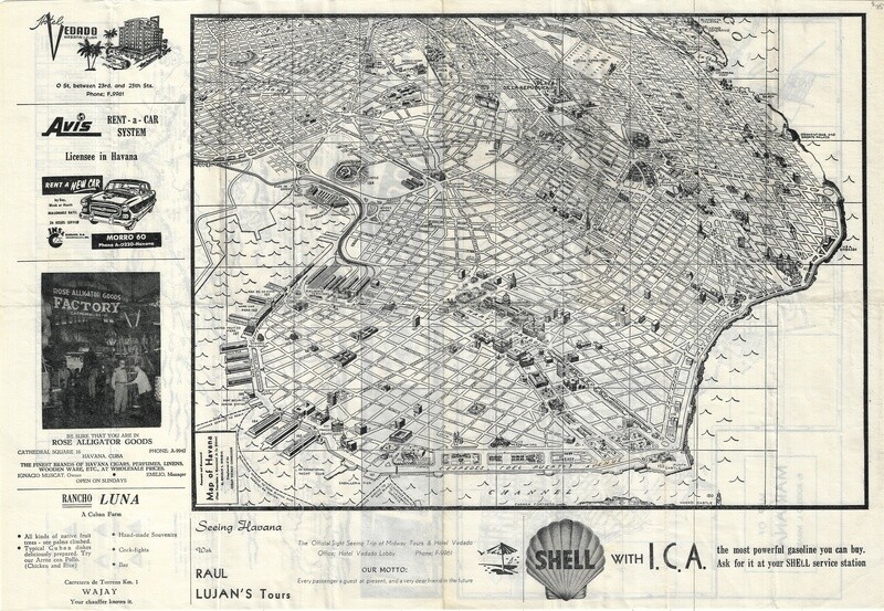 1950's Tourist Map of Havana, Cuba