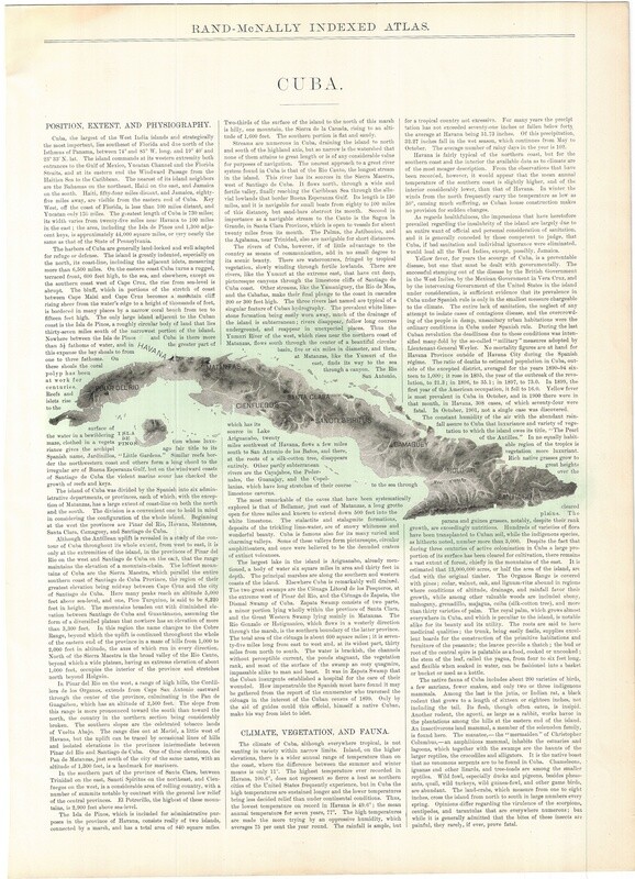 1912 Topographic Map of Cuba by Rand McNally in Duotone Lithography w/ Text