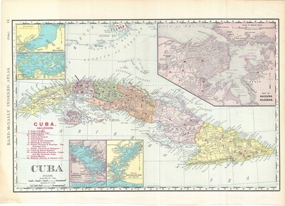 1912 Railroad Map of Cuba by Rand McNally in Color Lihography