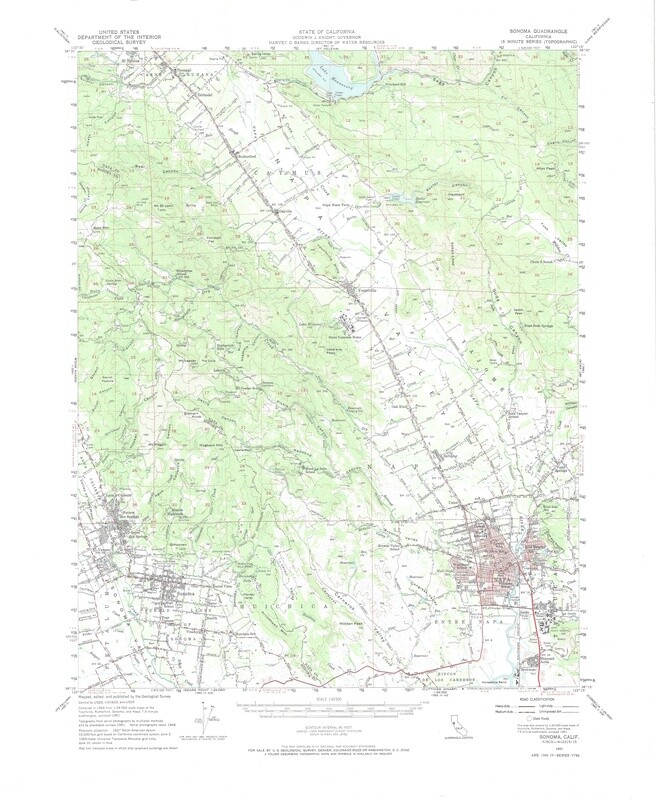 1951 USGS Sonoma 15 Minute sheet