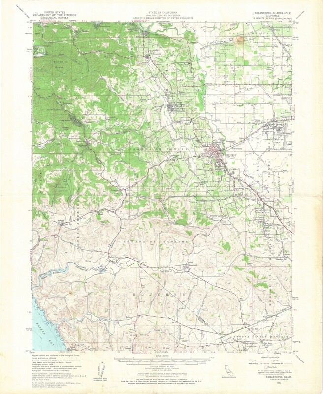 1954 USGS Sebastopol 15 min Topo