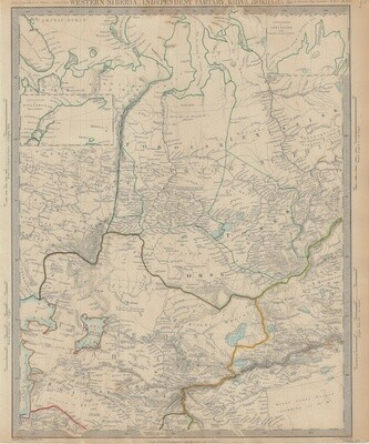1838 Map of Western Siberia, Tartary by Chapman &amp; Hall