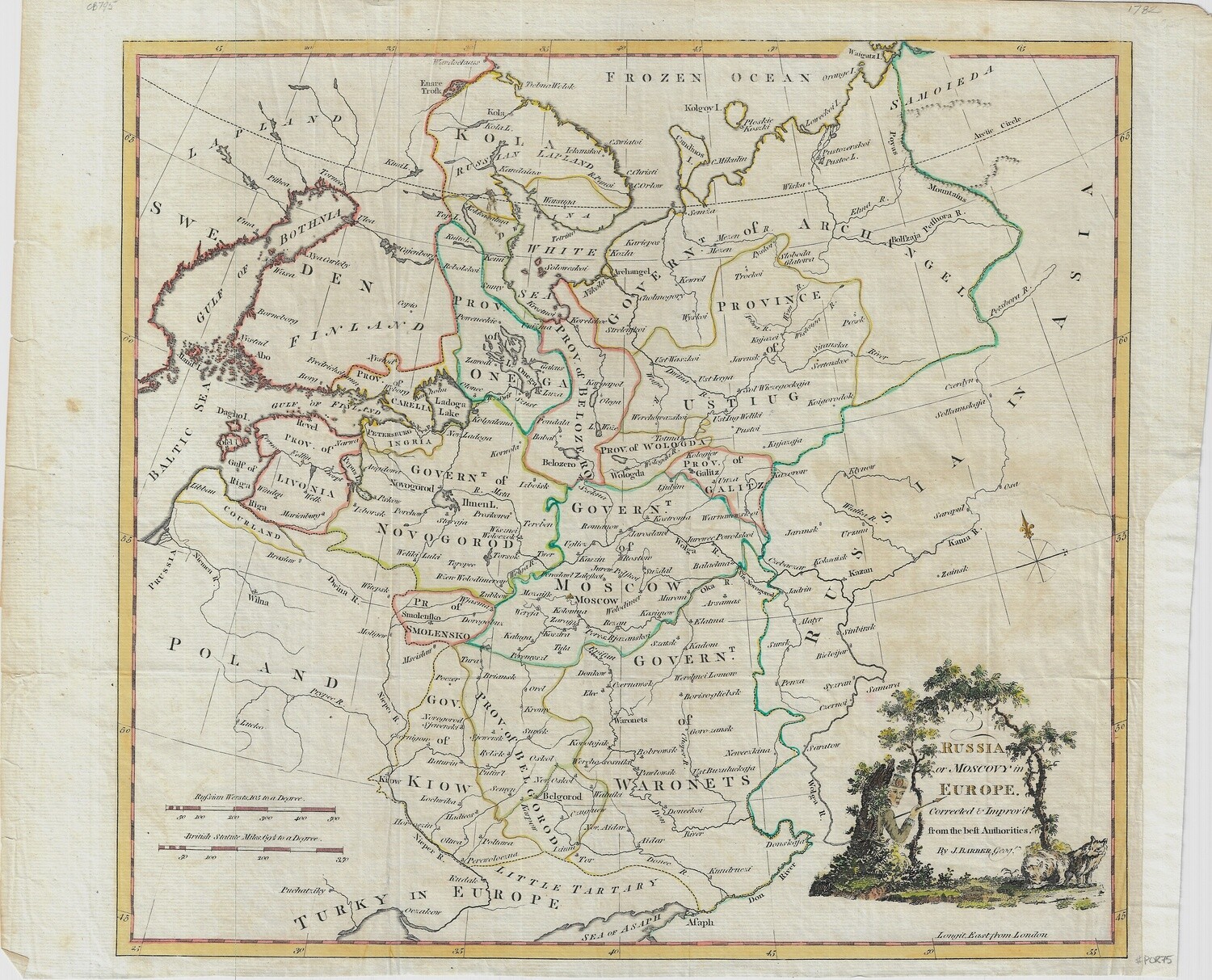 1782 Map of Russia in Europe by J Barber