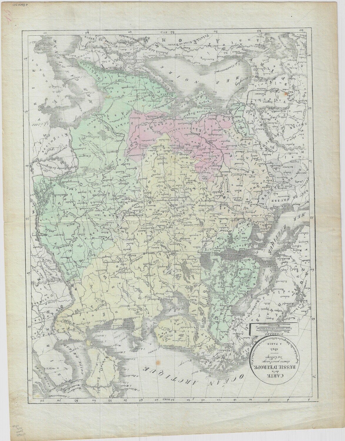 1823 Map of Russia in Europe