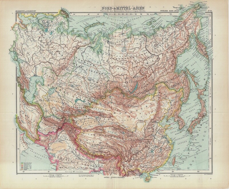 1890 Map of North Asia from Stielers Hand-atlas