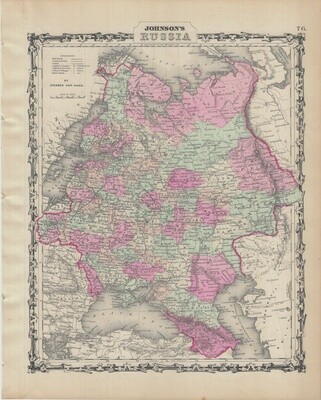 1862 Map of Russia by Johnson &amp; Ward 