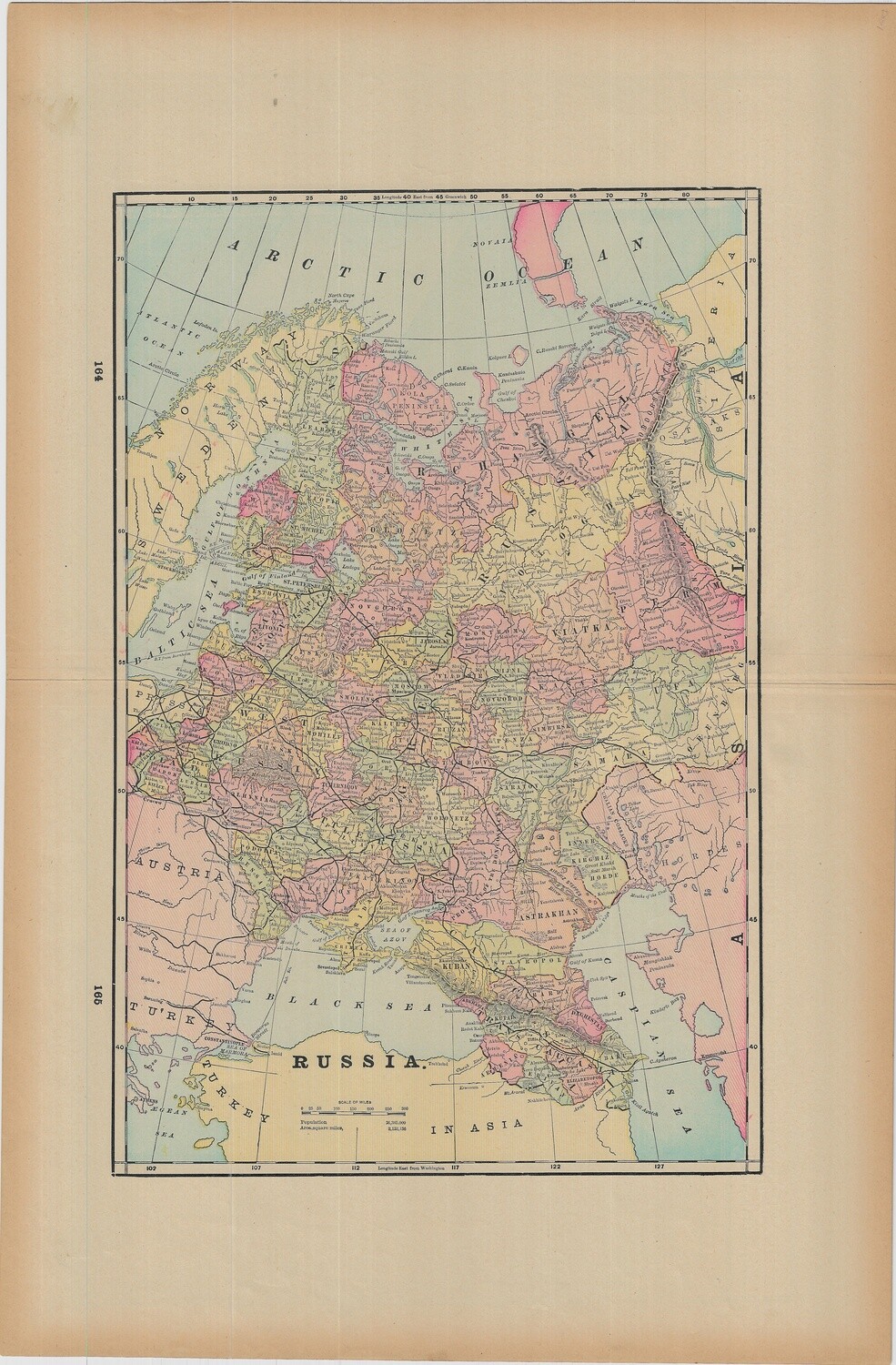 1887 Map of Russia by Geo. Cram