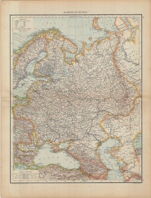 1892 Map of European Russia by the Atlas Publishing Co in Lithography