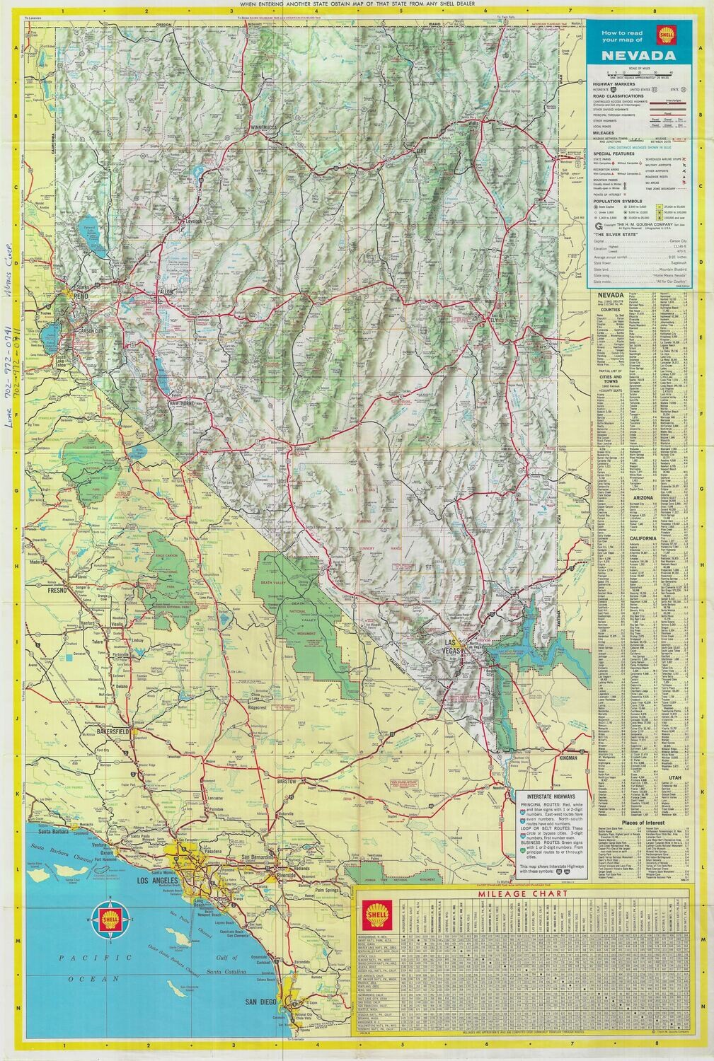 1968  Shell Map of Nevada