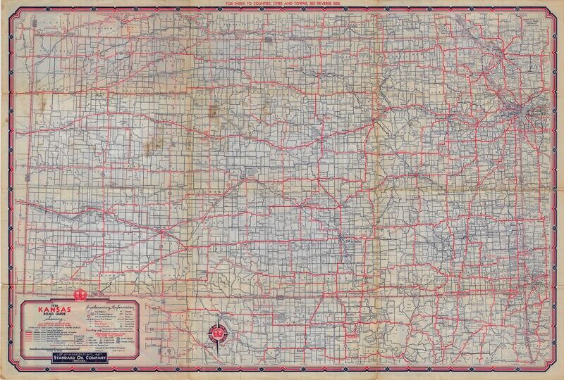 1936 Standard Oil Road Map of Kansas