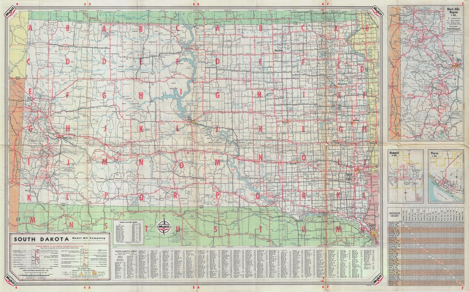 1965 Mobil map of North/South Dakota