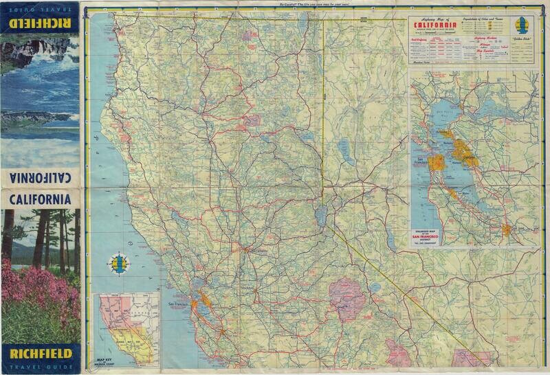 1958 Hwy Map of N. CA Richfield Chromo
