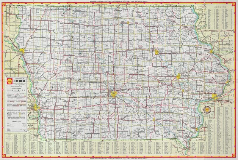 1968 Shell Highway Map of Iowa