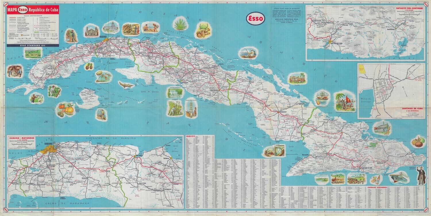 1950 Mapa Republica de Cuba from Esso