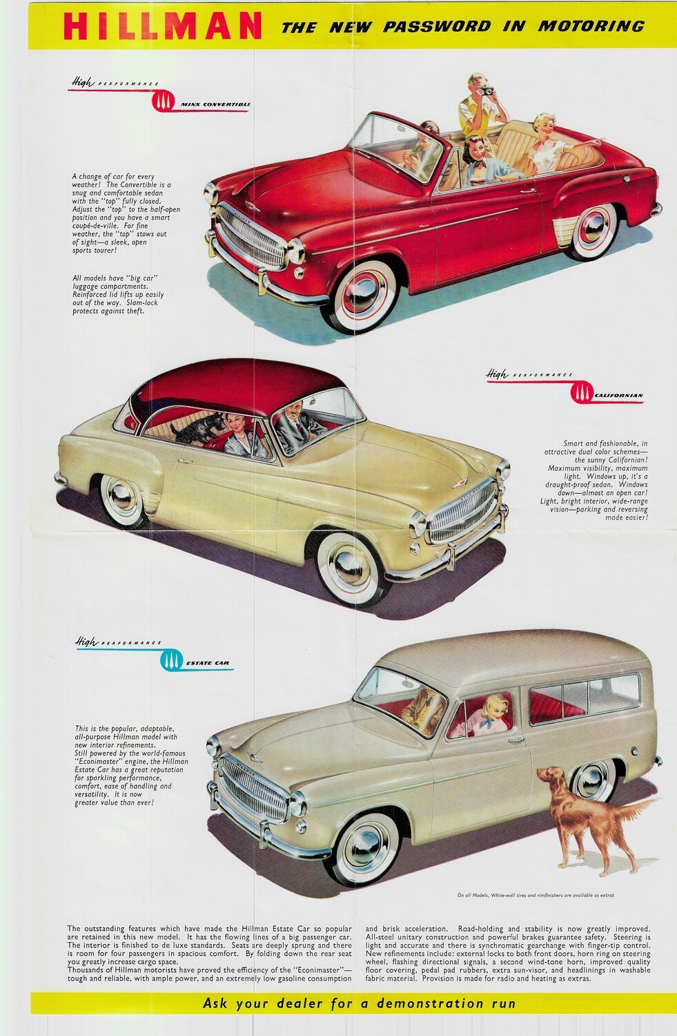 1958 Hillman Automobile Pamphlet