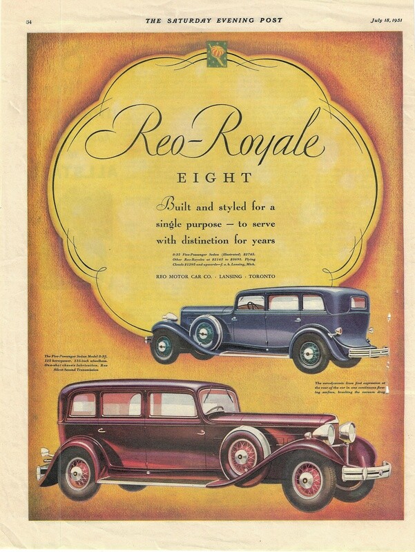 1931 Reo Speedwagon Advertisement