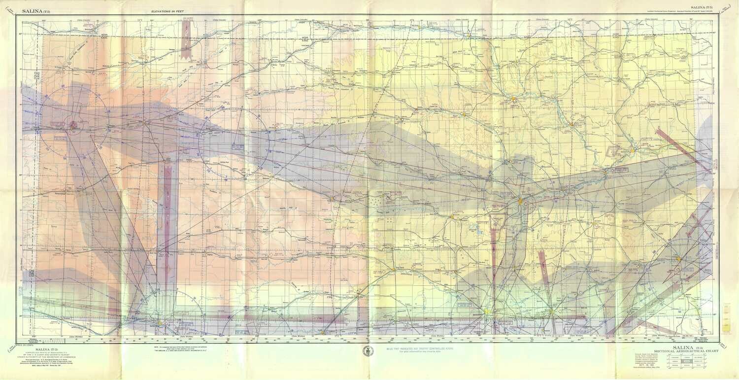 1951 USCGS Salinas Ca. Aeronautical Chart