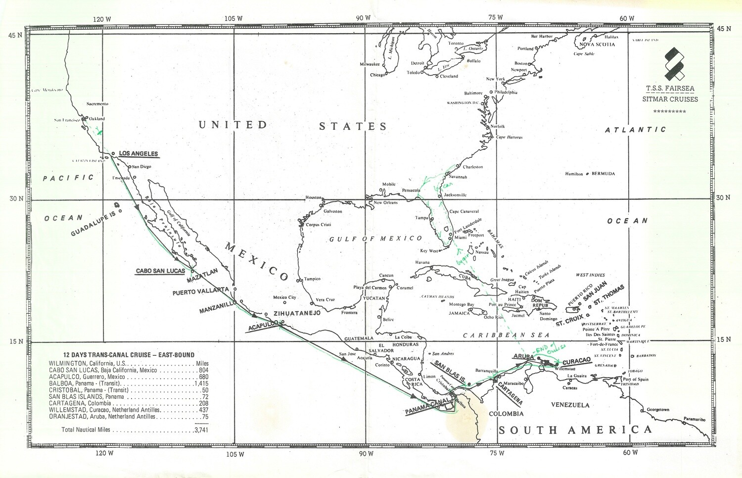 1950 Panama Canal Transport Map