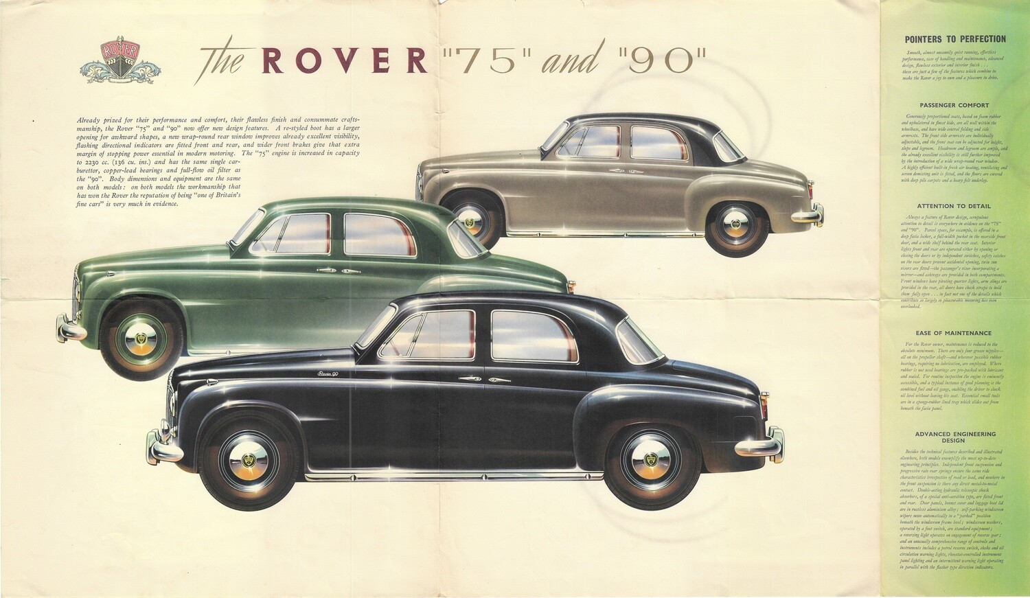 1950 Rover 75 &amp; 90 Model Pamphlet