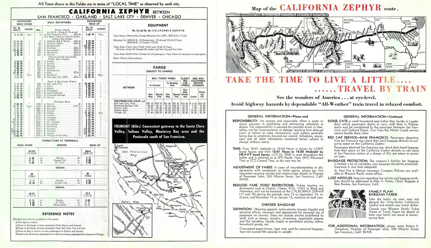 1969 Western Pacific Time Table-Calif. Zephyr