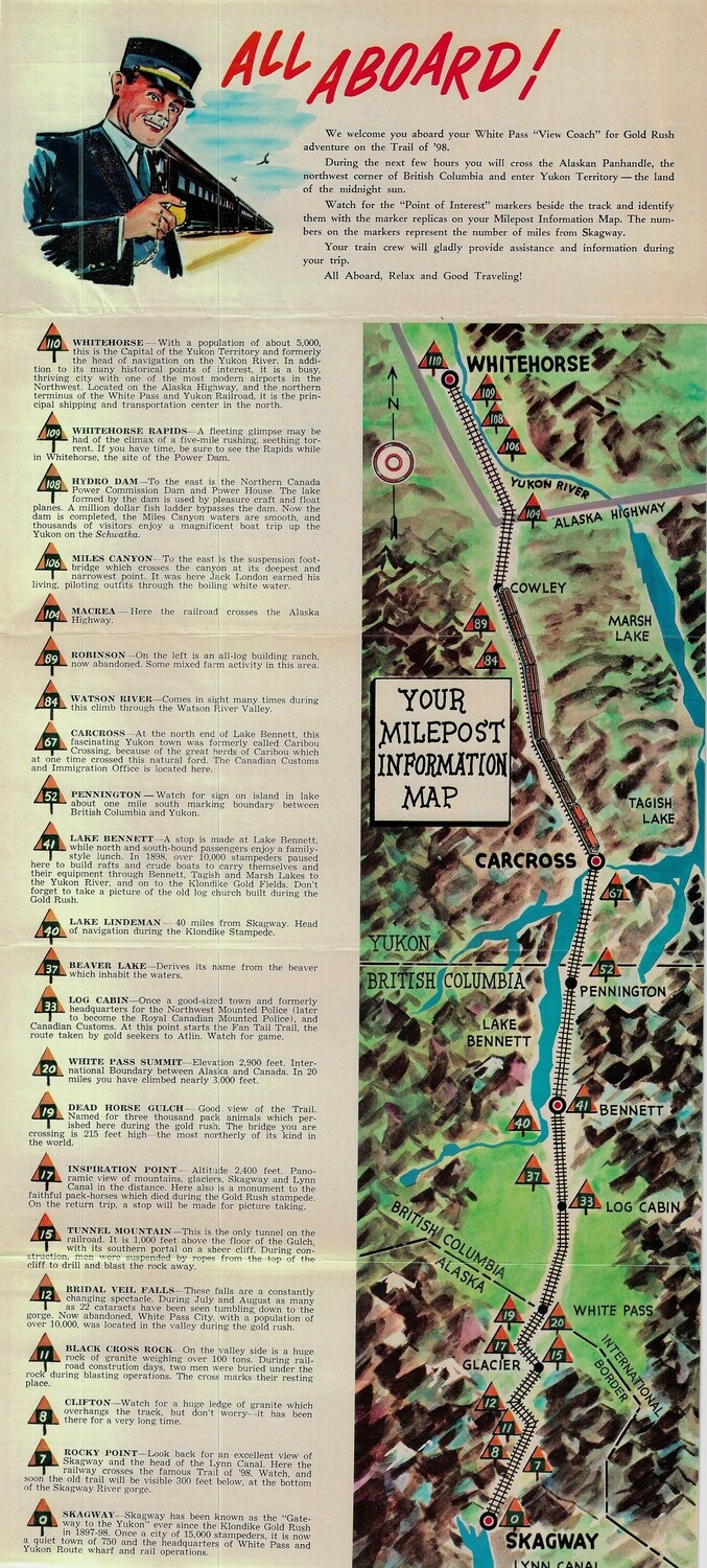 1955 White pass &amp; Yukon Railroad Map and detail