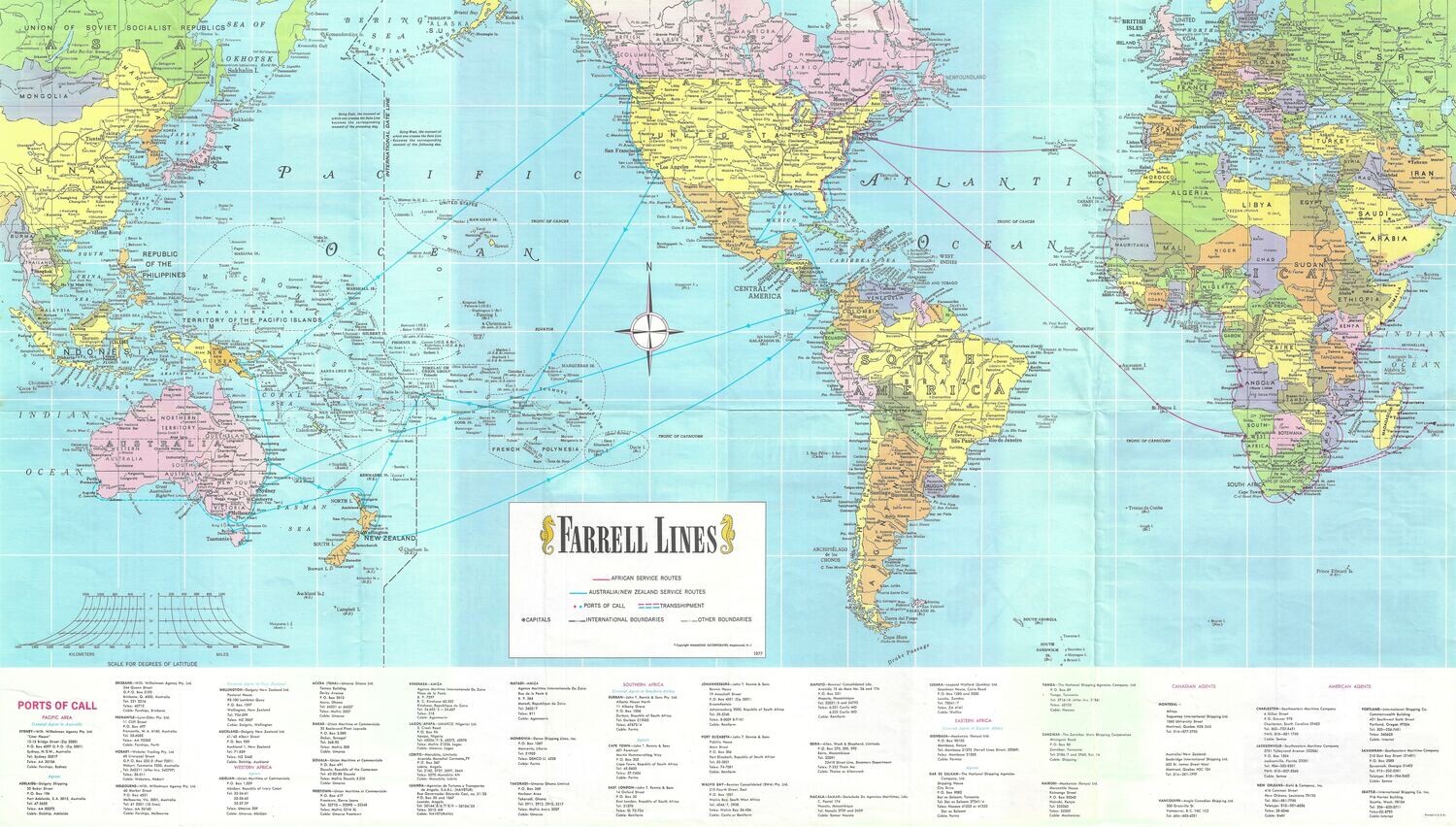 1977 Farrell Lines World Route Map