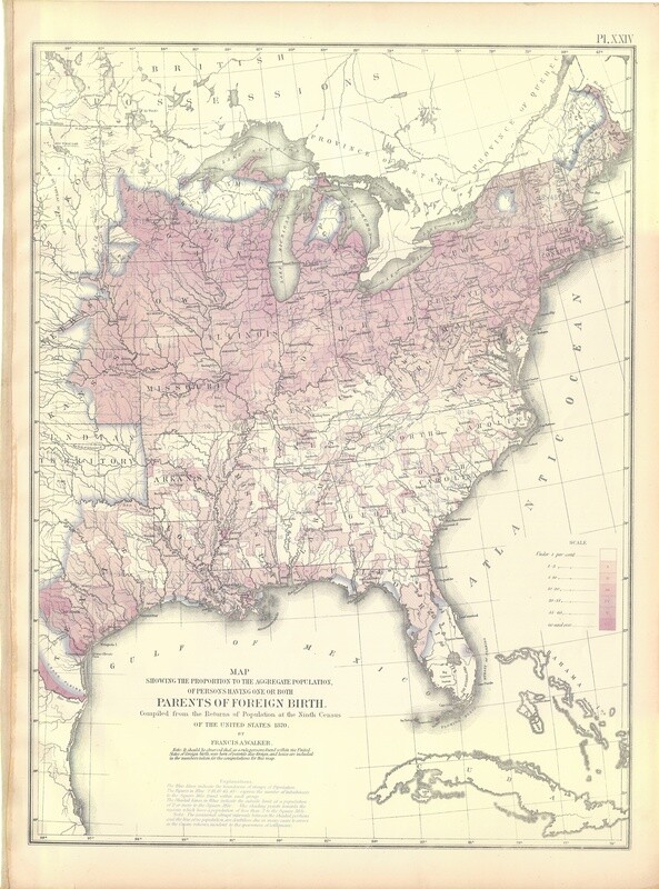 1874 Statistical Map - Parents of Foreign Birth  9th census by Francis Walker