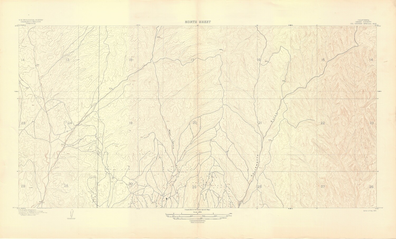 1906 USGS Oil City, CA special 2 sheet , Double page topo land use