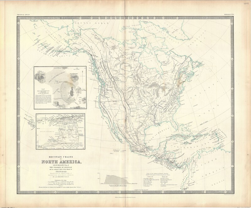 1848 Mountain Chains in North America by A.K. Johnston