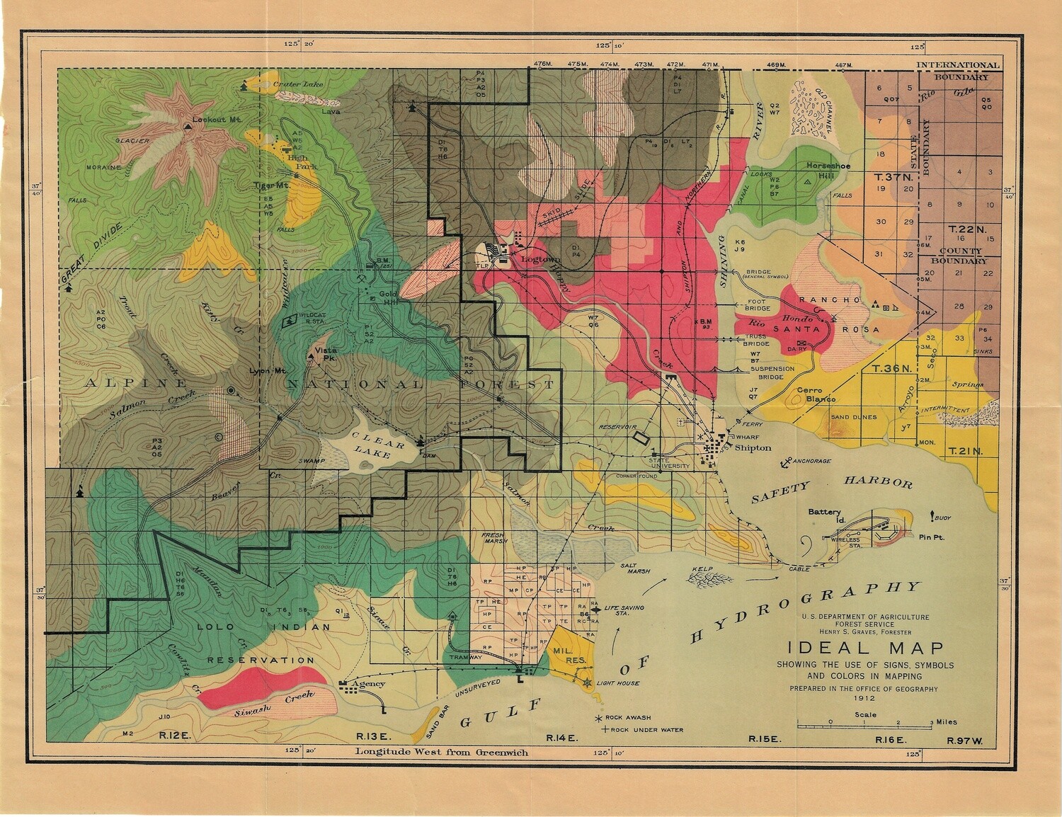 1912 Ideal Map USGS Approved icons