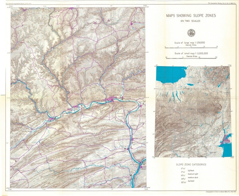 1960 Maps showing Slope Zones of NY, Lock Haven, Jersey Shores ...