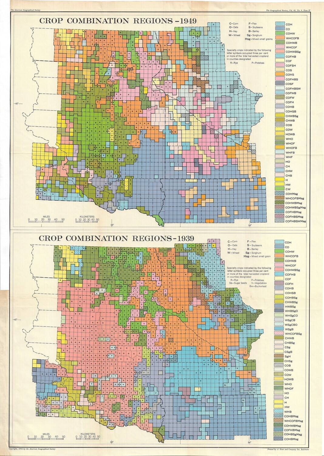 1956 Crop Combination Regions 1949 and 1939