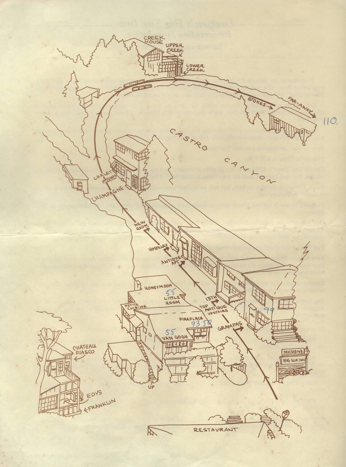 1973 Deetjen's Big Sur Inn  Castro Canyon-Map