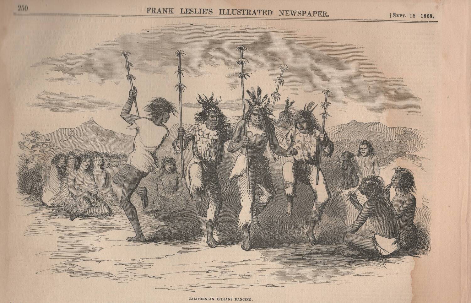 1858 Californian Indians Dancing from Frank Leslie&#39;s Illustrated News