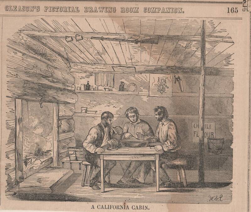 1853 Inside a Ca Miners cabin