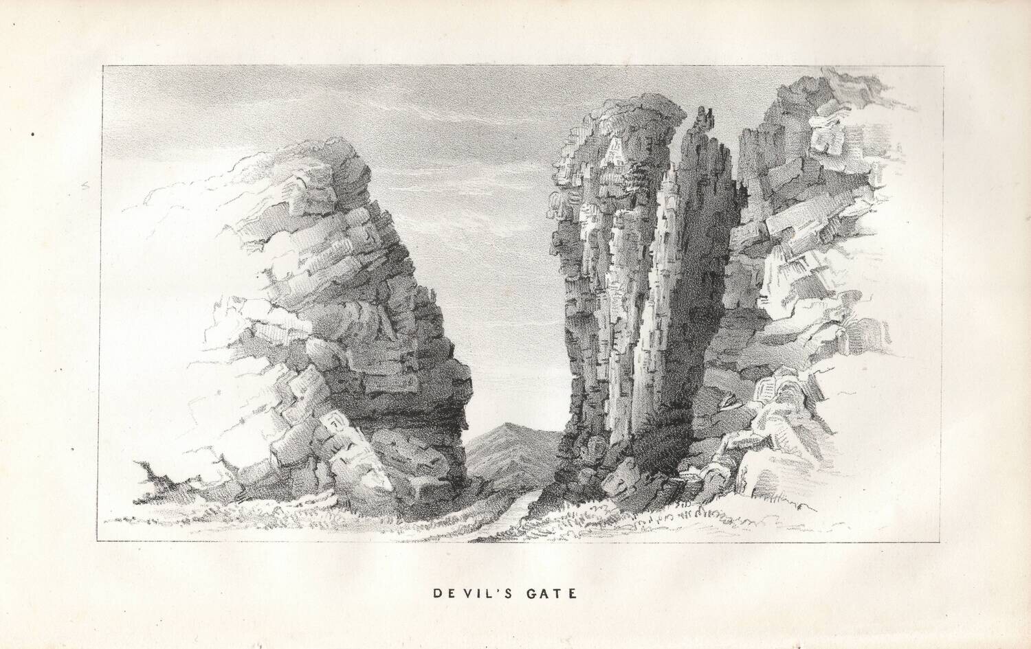 1844 Fremont Expedition: View of Devil&#39;s Gate in Lithography