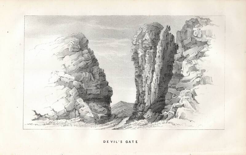 1844 Fremont Expedition: View of Devil's Gate in Lithography