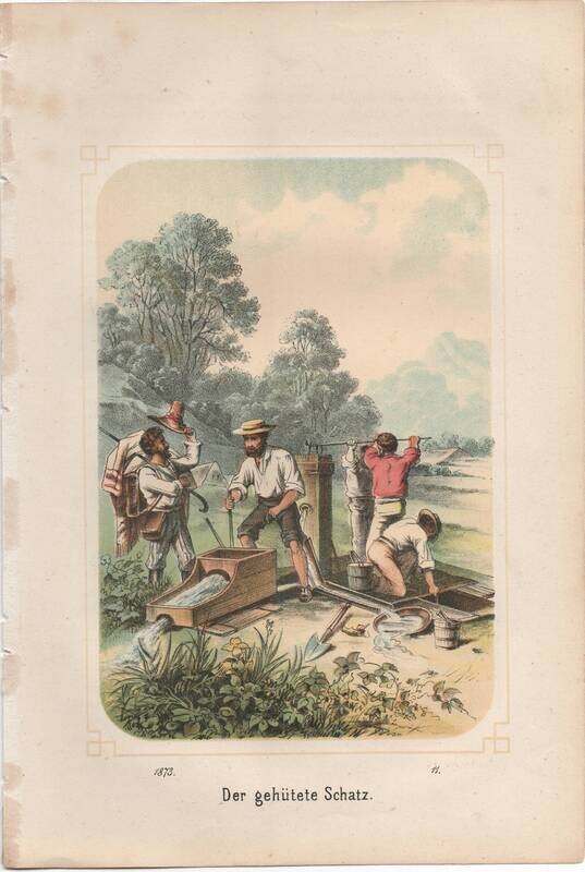 1868 Gold Diggings in California- German chromolith