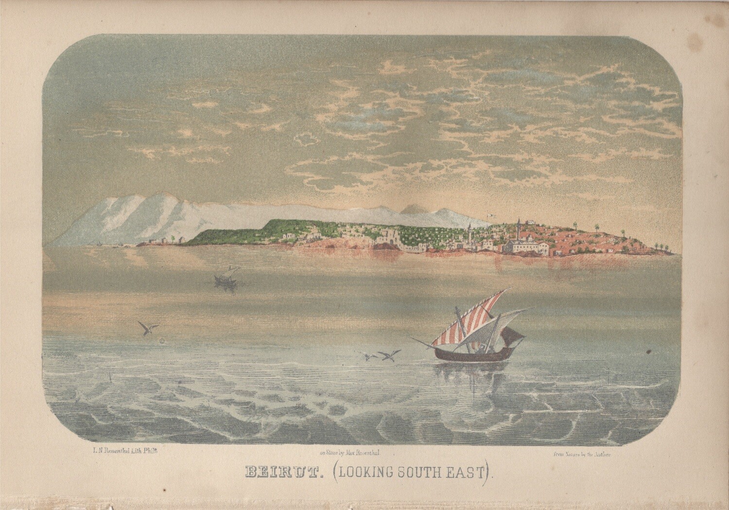 1859 Beirut Lithograph by PS Duval