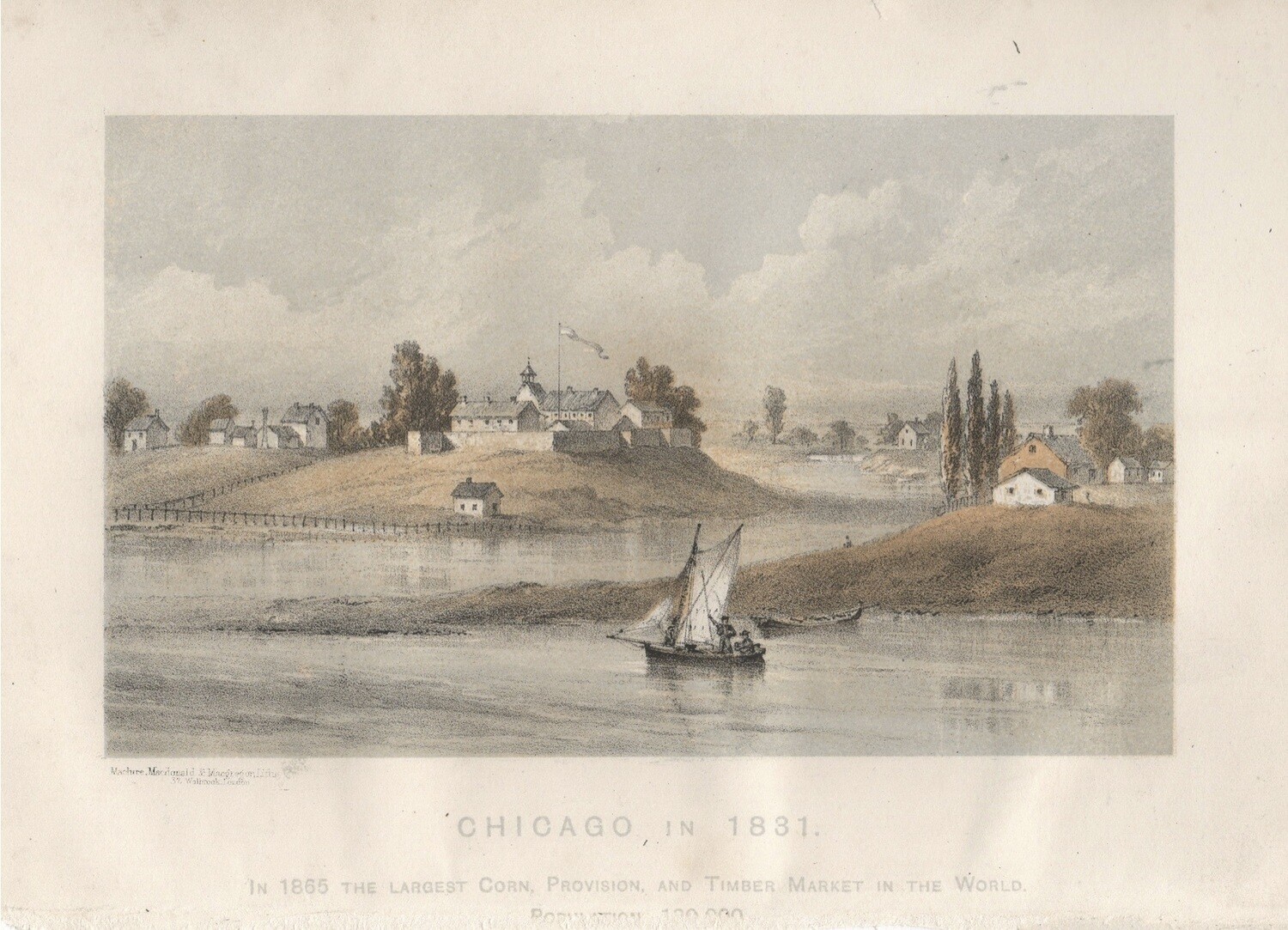 1865 Chicago in 1831 Lithograph 