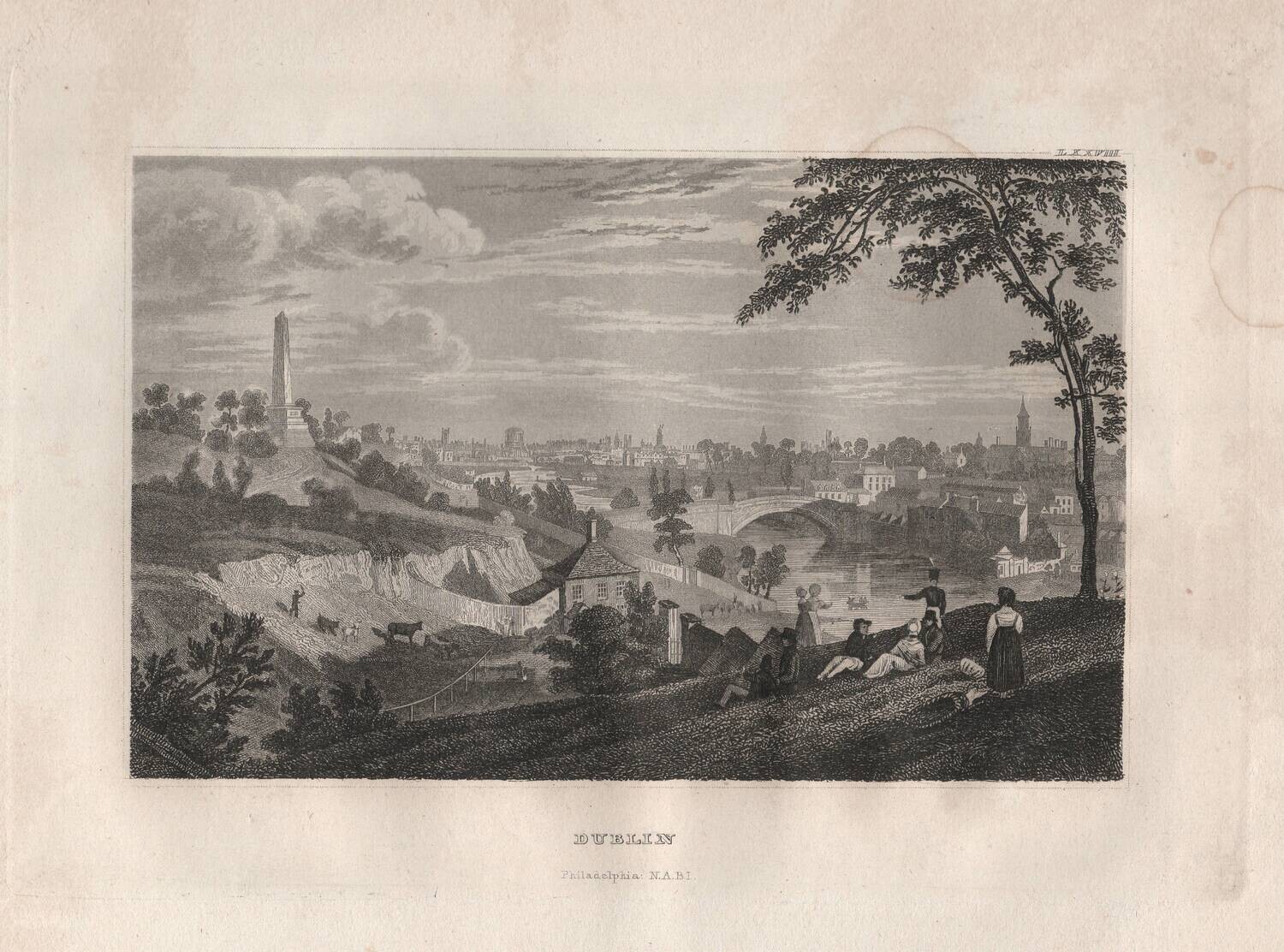 1830 Dublin Ireland View in Steel Engraving