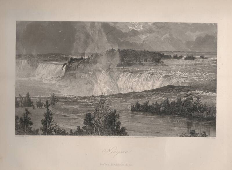 1873 Picturesque America View of Niagara (falls) by Appleton in Steel Engraving
