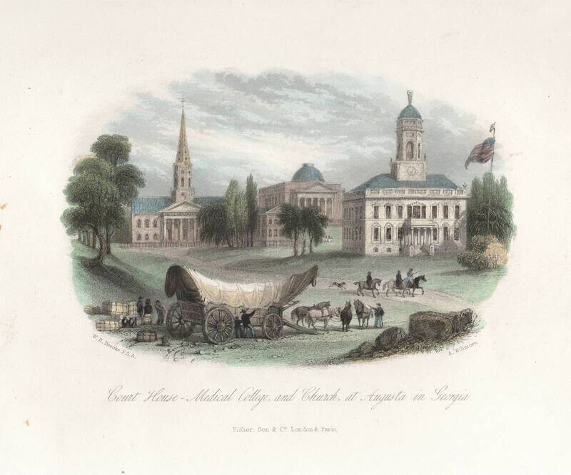 1850 Court House , Medical College and Church at Augusta in Georgia