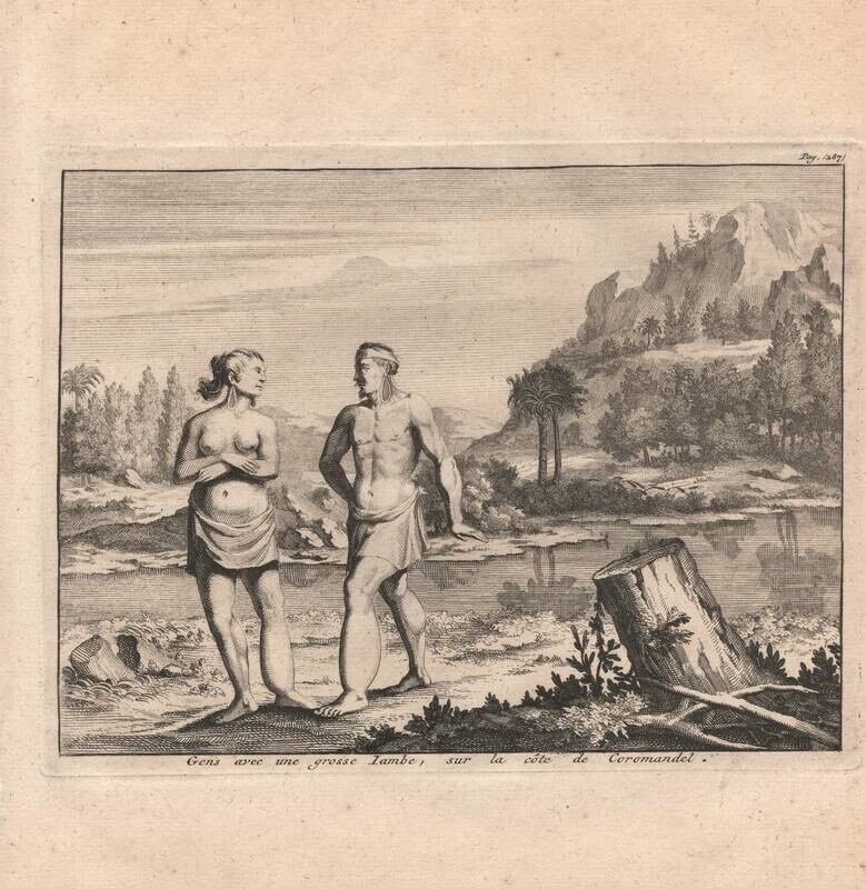 1725 "People w/ One Big Leg on the Coast of Coromandel " by Van der Aa, van Leyden , Netherlands